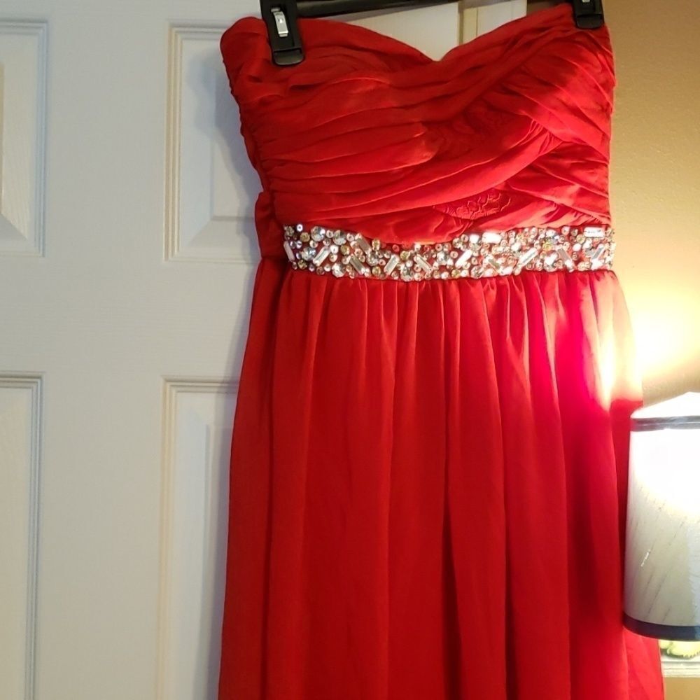CityTrianglesDress Size 7 With Rhinestone Detail. Red
